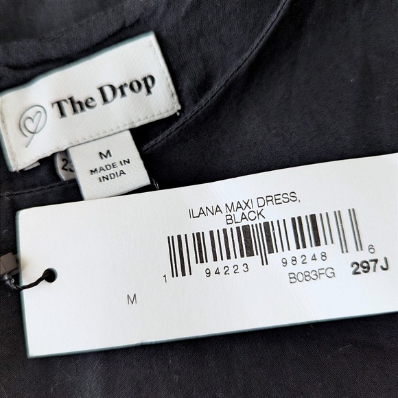 The Drop Ilana‎ Maxi Dress Women Medium Black Tiered Minimalist Prarie Goth New - Picture 5 of 7